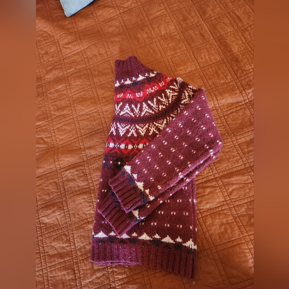 Cozy Maroon and White Knit Sweater